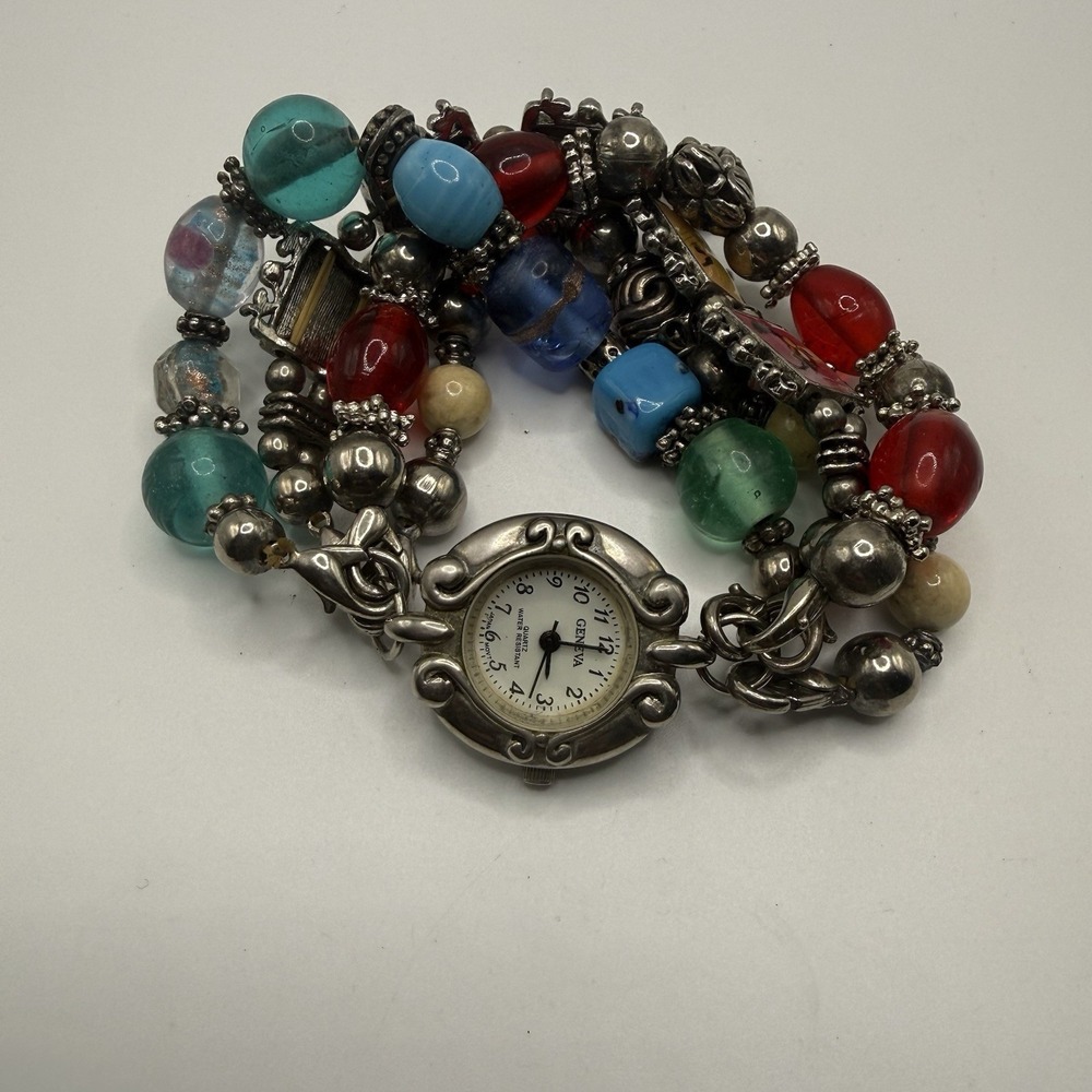 Boho Multicolor Beaded Wrap Bracelet Watch Geneva Quartz‎ Chunky Beads